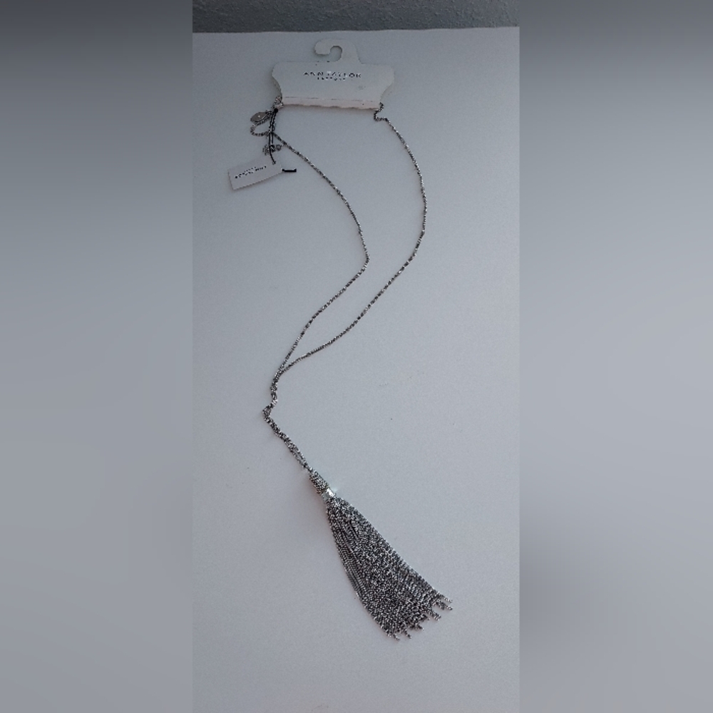 Long Tassel Pendant Necklace Silver Color Ann Taylor New Grandmacore